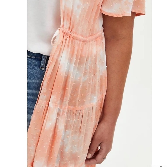 Torrid size 00 M/L PEACH TIE-DYE CLIP-DOT KIMONO - Picture 3 of 12